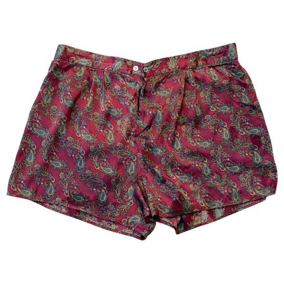 Vintage Victorias Secret Mens 100% Silk Boxer Short XL Made Hong Kong Paisley - Picture 2 of 6